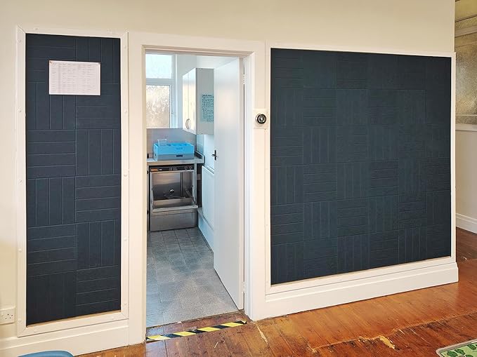 Felt Bulletin Board Tiles | Modern Cork Board Alternative | Large Cork Boards for Walls | Aesthetic Felt Wall Panels for Office & Home Decor | Pinboard & Photo Board (12-Pack) | Black