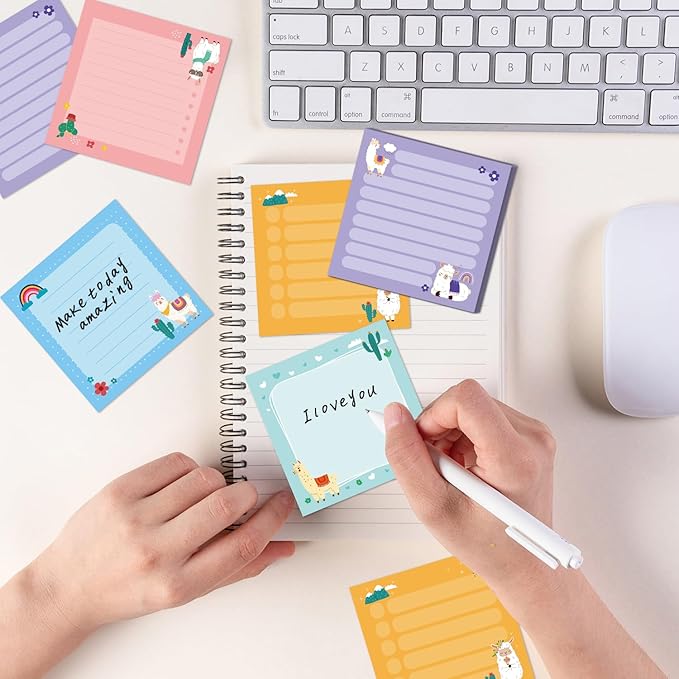 Alpaca Sticky Notes Gifts, 9 Pack Colorful Llama Notepads 3x3 Inch, Mexican Camel Self-Stick Memo Pad Office School Supplies Gifts for Women Men (450 Sheets)