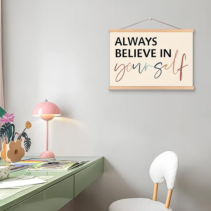 ROXMART Boho Mental Health Poster Hanger Frame, Inspirational Motivational Wall Decor, Always Believe in Yourself Positive Wall Art Prints Decor for Therapy Office Classroom, 12x16 Inch