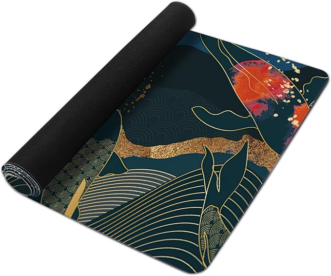 Watercolor Japanese Koi Fish Extended Gaming Mouse Pad Large Desk Mat with Non-Slip Rubber Base and Stitched Edges,Keyboard Mouse Mat Desk Pad for Work,Game,Office,Home 35.4 * 15.7 Inch