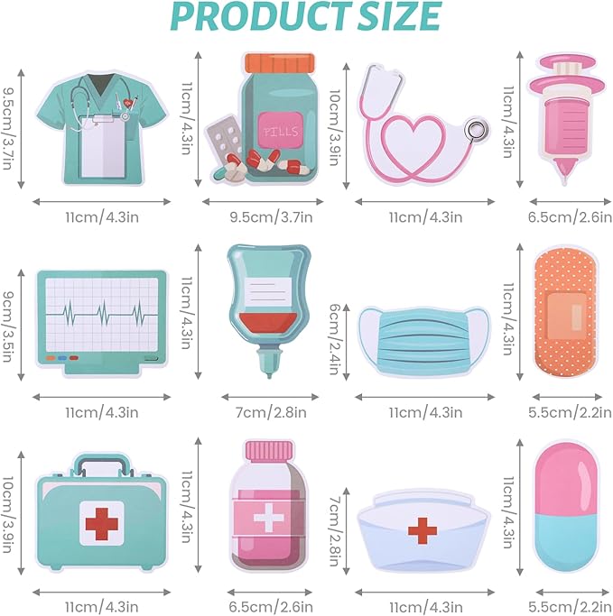 12 Pack Mini Funny Nurse Sticky Notes, Nurse Essentials Gifts Notepad Medical Assistants Stickers, Gifts for Nurses Hospital Themed Cute Memos Pads, Office Nurse Accessories Medical Sticky Notes