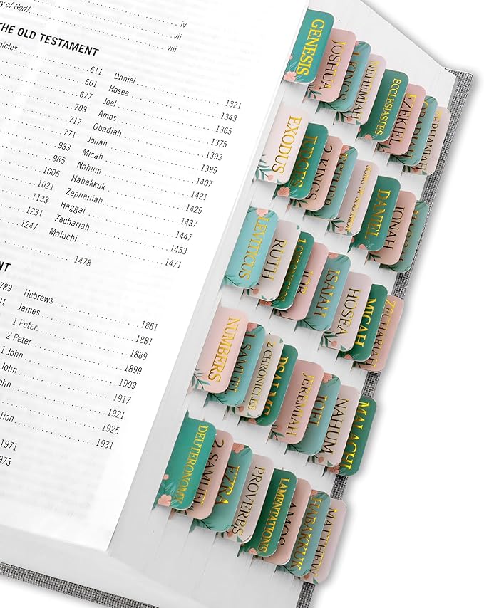 Bible Tabs for Women & Men, Laminated Bible Tabs for Study Bible, Large Print Bible Tabs for Easy Navigation, Bible Index Tabs, 66 Tabs Old & New Testament, Extra 9 Blank Tabs - Cottage Floral