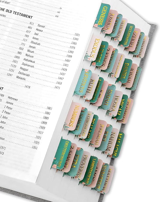 Bible Tabs for Women & Men, Laminated Bible Tabs for Study Bible, Large Print Bible Tabs for Easy Navigation, Bible Index Tabs, 66 Tabs Old & New Testament, Extra 9 Blank Tabs - Cottage Floral