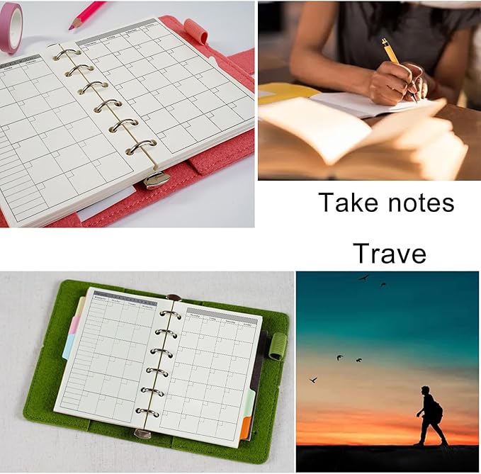 A7 Planner Refills, 3 Pack 135 Sheets/270 Pages Monthly Plan Paper for Binder Journal Notebook (4.72'' x 3.34'')