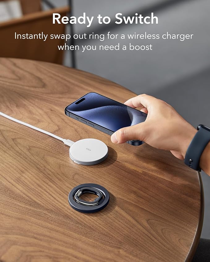 ESR Magnetic Phone Ring Holder, for MagSafe Ring Holder, Magnetic Phone Grip with Adjustable Stand, Compatible with MagSafe Phone Grip, for iPhone 17/16/15/14/13/12, S25, Pixel 10, Blue Titanium