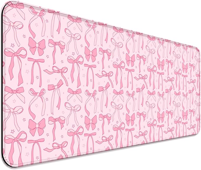 Pretty Bow Girly Gaming Desk Mat, Computer Keyboard Large Extended Long Mouse Pad for Office and Home, XL (W24)
