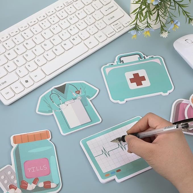 12 Pack Mini Funny Nurse Sticky Notes, Nurse Essentials Gifts Notepad Medical Assistants Stickers, Gifts for Nurses Hospital Themed Cute Memos Pads, Office Nurse Accessories Medical Sticky Notes