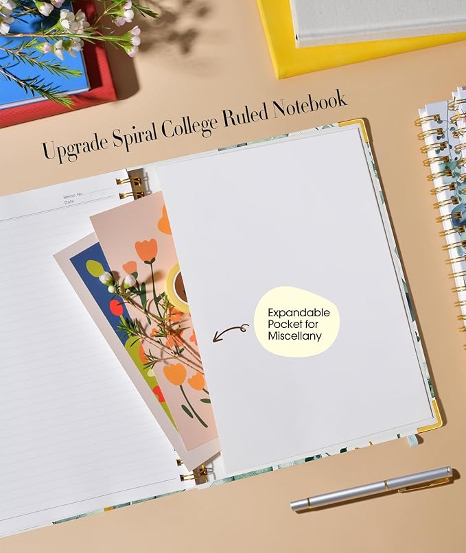 Aesthetic Spiral Notebook Journal for Women, 200 Pages Lined Notebooks 8.5” x 11”, A4 Large Hardcover Spiral Journals with 100 GSM Thick Paper, Cute College Ruled Notebook for Writing Work School