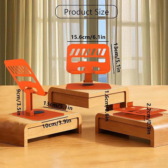 Metal Tablet Stand, Adjustable 360° Rotation Tablet Holder Compatible with 4-16" Tablet Such as iPad Pro Air, iPad mini, Tab S10 Ultra (Orange)