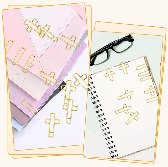 Cross Paper Clips for Bible - 80 PCS Gold Paperclips Versatile Bible Study Supplies for Christian Office School Home Cute Journaling Paper Clip Bookmarks Accessories