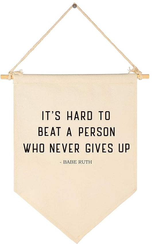 Inspirational Boho Canvas Banner Flag Sign Pennant Poster Wall Decor Gift for Nursery Reading Room Classroom Bedroom Playroom Door Baby Kids Room -Birthday Christmas Gift-It's Hard To Beat a Person