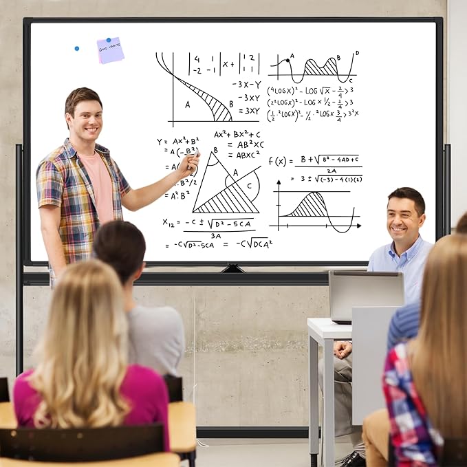 Rolling Whiteboard on Wheels 72"x48", Double-Sided Dry Erase Board with Stand, Big White Board with Stand Portable Magnetic Mobile White Board with 2 Eraser, 6 Markers, 20 Magnets