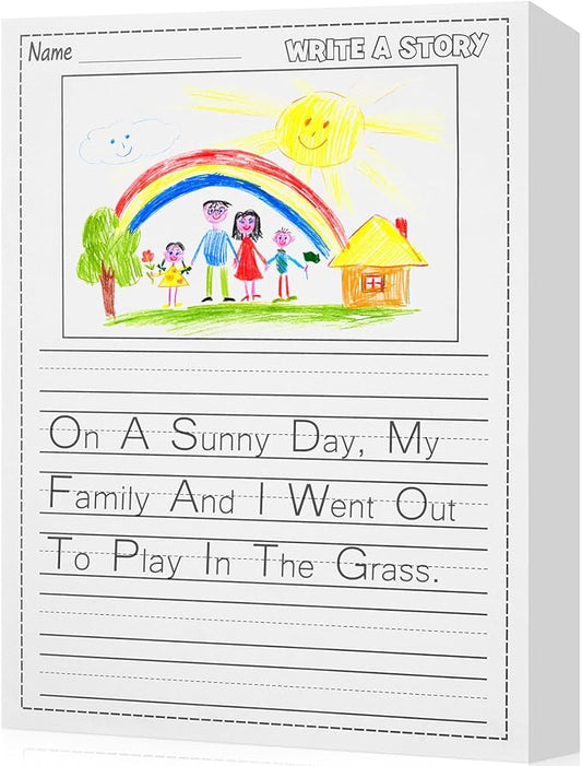 300 Sheets Kindergarten Writing Paper Writing Paper for Kids Story, Back to School Supplies Bulk Primary Notebook with Picture Space and Lines 8.5 x 11 Inches Handwriting Papers for Creating