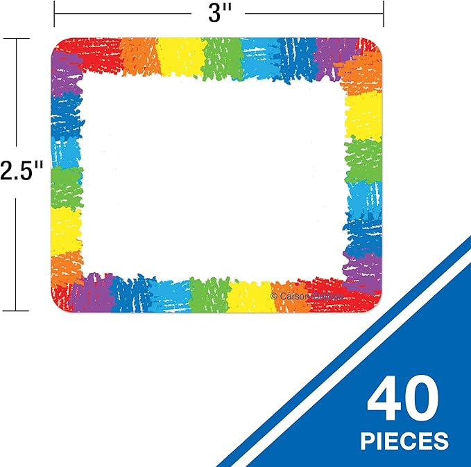 Carson Dellosa 40PC Boho Rainbow Name Tags, Colorful Nametags for Daycare Labels, Locker Organization, Hello My Name is Stickers, Back to School Decor, Classroom Essentials, and Teacher Supplies