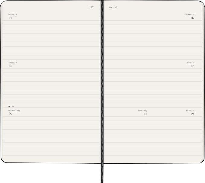 Moleskine Classic 12 Month 2026 Weekly Horizontal Planner, Hard Cover, Large (5" x 8.25"), Black, 144 pages