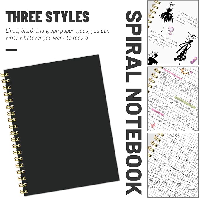 Graph Spiral Notebook-B5 Grid Journal 7.48" X 10.18",Black Hardcover Graph Paper Notebooks 4 Pack 160 Pages 100GSM for Note Taking Engineering Graphing Work School Supplies