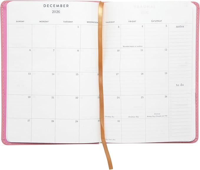 WORLD TRAVELER 2026 Planner - Weekly and Monthly Planner - 6x8 Planning Notebook & Calendar Agenda with Pen, Pink Textured