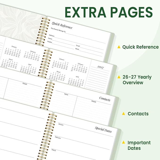 2026 Planner, Annecy Weekly ＆ Monthly Planner 2026, Jan. 2026 – Dec. 2026, 8.5" x 11" Monthly Agenda Planner with Tabs, Waterproof Flexible Cover, Spiral Binding, Double-sided Pocket, Bookmark, Green