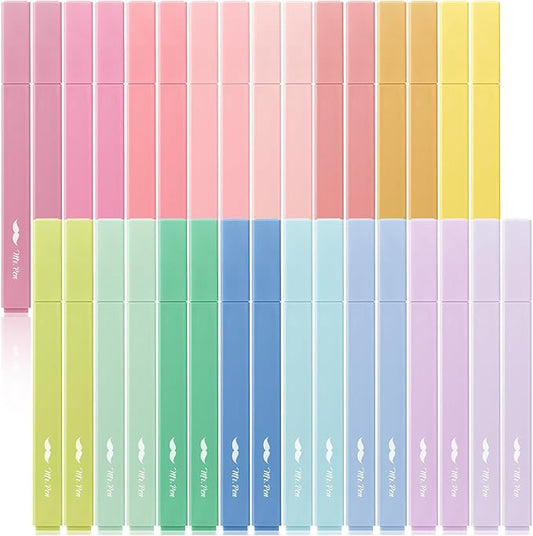 Mr. Pen- Aesthetic Highlighters, 32 Pack, Chisel Tip, Pastel Colors, Bulk, Cute Highlighters Assorted Colors, for Journaling, School, Office, Home, Back to School Supplies
