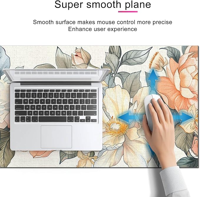 Floral XL Mouse Pad 31.5 x 11.8 Inch Gaming Mousepad Diatomite Large Keyboard Mouse Pad for Home and Office Desk Accessories with Elegant Botanical Bloom Artwork