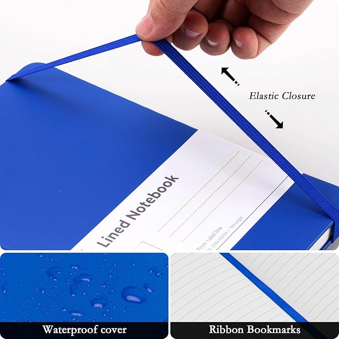 deli A5 Lined Journal Notebook, 160 Pages Hardcover Writing Notebook, 5.5"x8.2" College Ruled Notebook for Office, School, Work Notes (Blue)