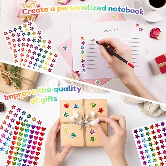 1,620 Holographic Stickers for Kids' Rewards:Shiny Small Stars, Flowers, and Hearts (0.6") for School, Classroom, Student, and Teacher Supplies, Behavior Reward Charts,DIY