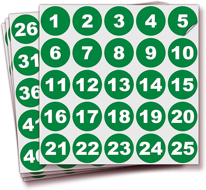 iSYFIX Green Consecutive Number Stickers – 1 to 100, 1.5-inch, 1 set – Vinyl Self Adhesive Premium Decal, Ideal for Inventory, Storage, Organizing, Boxes, Bins, Toolbox, Lockers & More, Indoor/Outdoor