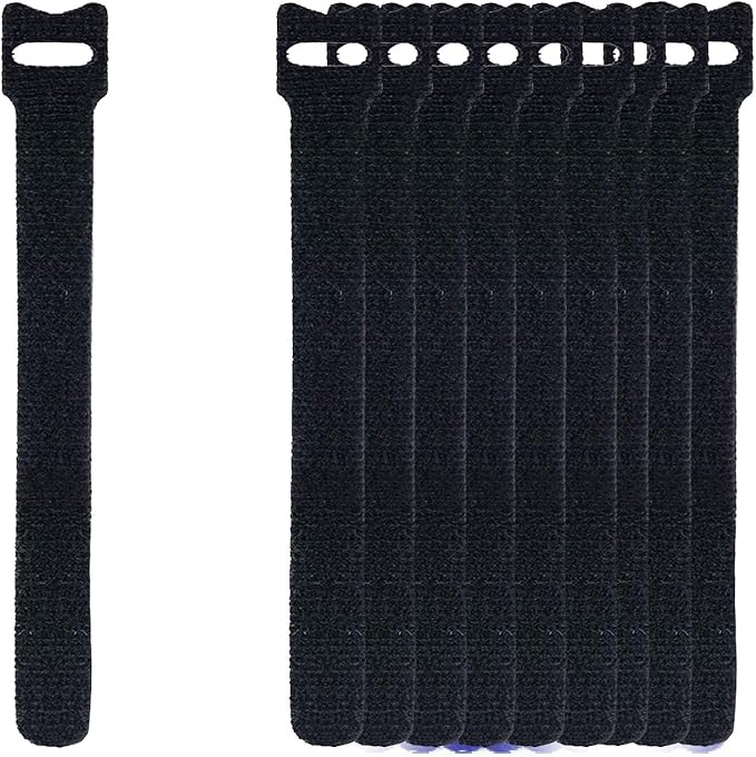 60 PCS 6 Inches Reusable Cable Ties, Adjustable Cord Straps, Cable Organizer, Cord Wrap and Hook Loop Cords Management - Black