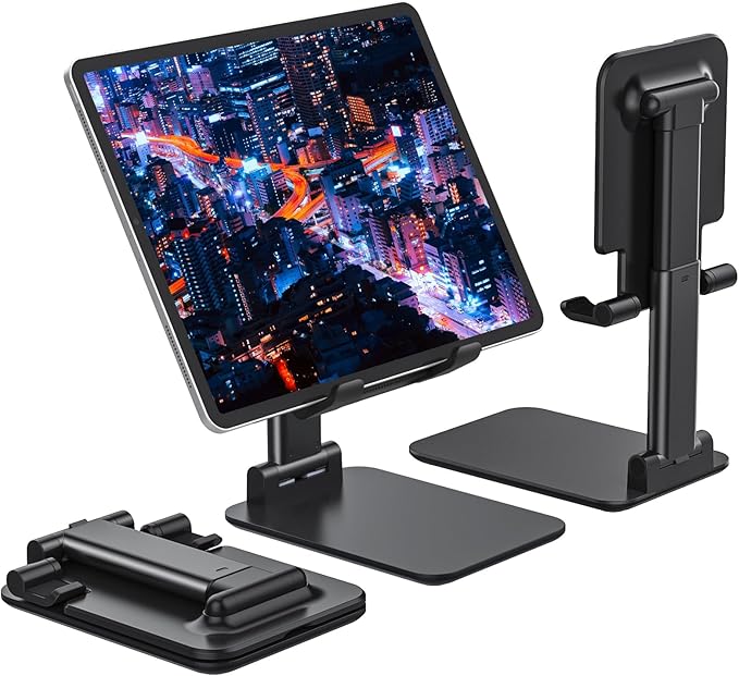 Anozer Tablet Stand Foldable & Adjustable, Monitor Stand 5.55*3.94" Wide, Fit for iPad Holder Stand Compatible with iPad Pro 11, 12.9/iPad 10.9 10th, Surface Pro, Portable Monitor 4.7-15.6"