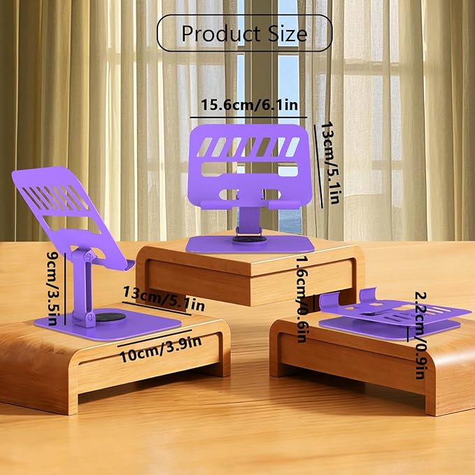Metal Tablet Stand, Adjustable 360° Rotation Tablet Holder Compatible with 4-16" Tablet Such as iPad Pro Air, iPad mini, Tab S10 Ultra (Purple)
