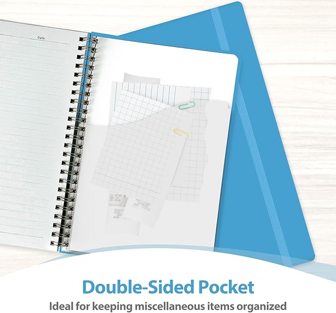 VALOME Journaling Notebooks, A5 Lined Spiral Notebook for Women & Men, 146 Pages College Ruled Hardcover Note Book for Work, Note Taking, Journaling, School, Writing (Bright Blue)
