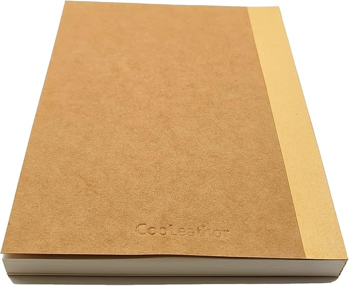 CooLeathor A5 Blank Notebook 5.8”x8.25” Sketch Book, 100 Sheets, Thick 100gsm Paper & Kraft Cover, Great for Sketching, Writing and Journal Refills