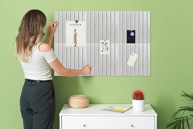 Cork Board for Walls 36" x 24", 6 Pack Felt Bulletin Board Wall Tiles with 30 Push Pins for Home Kitchen School Office Wall DIY Decorative