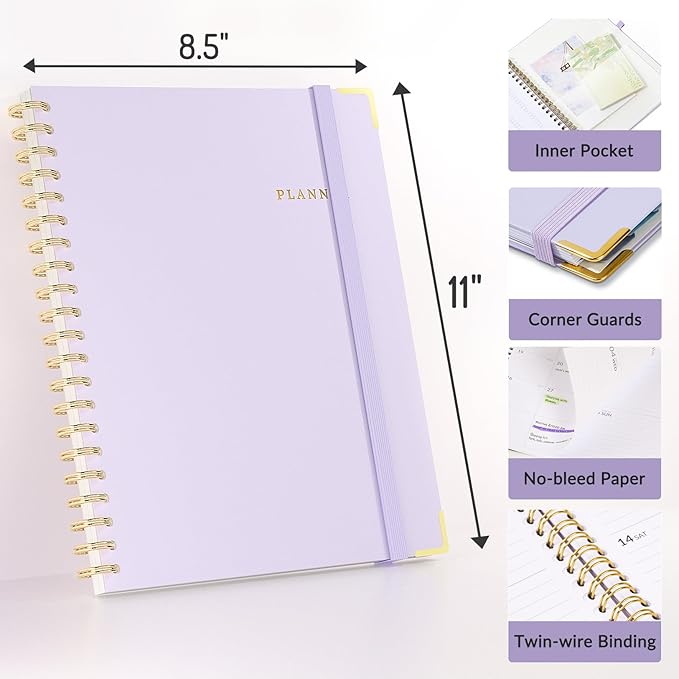 2026 Planner, Forvencer Calendar Planner Weekly and Monthly, Jan 2026-Dec 2026, 8.5" X 11", Hardcover Agenda Book, Daily Journal Organizer with Inner Pocket, Notebook Office School, A4, Marble Style