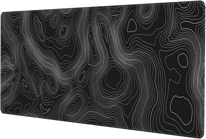 Topography Map Lines Contour Geographic Black XXL XL Large Gaming Mouse Pad for Desk, Non-Slip Long Extended Keyboard Pads Mousepad Rubber Table Mat 31.5 X 11.8 Inch