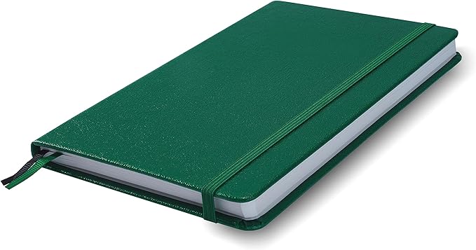 Minimalism Art, Premium Hard Cover Notebook Journal, Classic 5" x 8.3", 122 Numbered Pages, Gusseted Pocket, Ribbon Bookmark, Extra Thick Ink-Proof Paper 120gsm, San Francisco (Ruled, Green)
