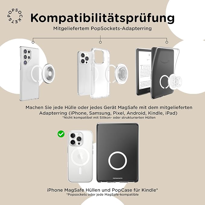 PopSockets Phone Grip for MagSafe, Magnetic Holder, Phone Stand, Black - Black Speckle