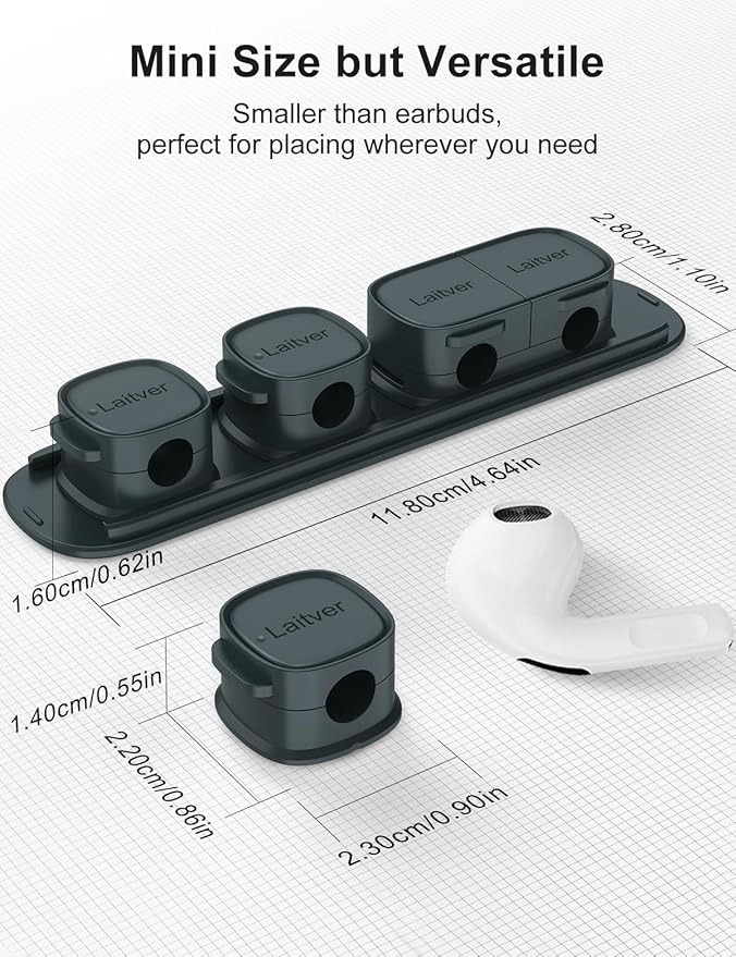 6 Pack Magnetic Cable Clips [1s Open/Lock], Laitver Cord Organizer Holder Strong Adhesive Desk Cable Management- Organize Charging Cords Neatly for Home, Office, Car,Desk, Nightstand-Sea Blue