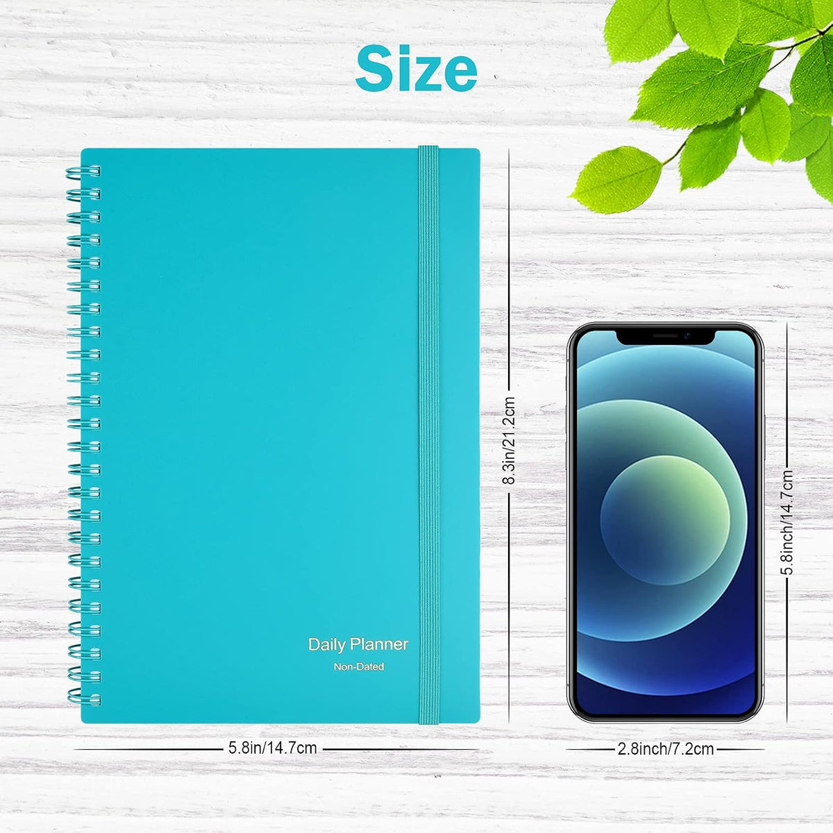 Daily Planner Undated: Asten To Do List Notebook Day Planners, (A5, Blue) Spiral Hourly Planner Appointment Schedule Planner for Men and Women,PVC Hardcover,Elastic Closure, Inner Pocket 8.3" x 5.8"