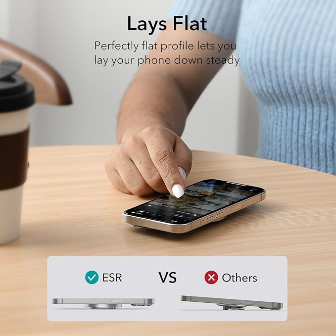 ESR Magnetic Phone Ring Holder, Compatible with MagSafe Ring Holder, Magnetic Phone Grip with Adjustable Stand, Compatible with MagSafe Phone Grip, for iPhone 16/15/14/13/12, S25, Rhinestone Silver
