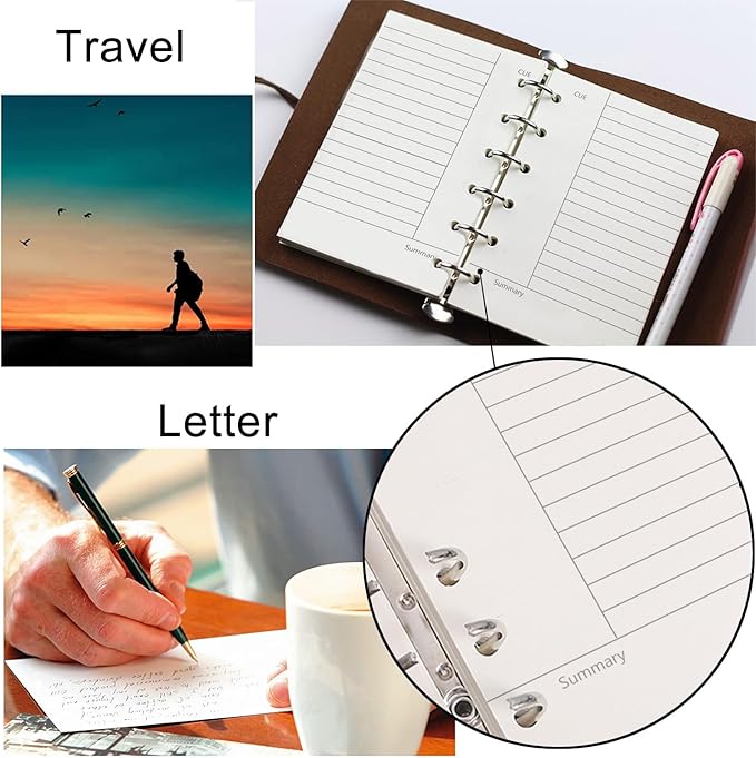 A7 Planner Refill, 3 Pack 135 Sheets/270 Pages Planner Inserts Thick Refillable Paper, 6 Ring Filler Inserts Loose Leaf Paper Cornell Refill for 6 Hole Binder Journal Notebook(4.72'' x 3.34'')