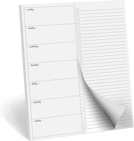 321Done Weekly Plan Checklist Notepad – 50 Sheets (8.5x11) - Large Letter - Made in USA - Two Column, Minimalist to-Do Planning Memo Pad, Simple Planner Schedule Inserts Monday Start