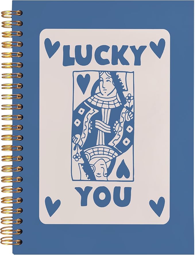 BearCake Funky Retro Y2K Blue Preppy Notebook, Poker Preppy Journal, Aesthetic Notebooks, Office Supplies, Blue Desk Accessories, Hardcover Spiral Notebook 5.5x8.3