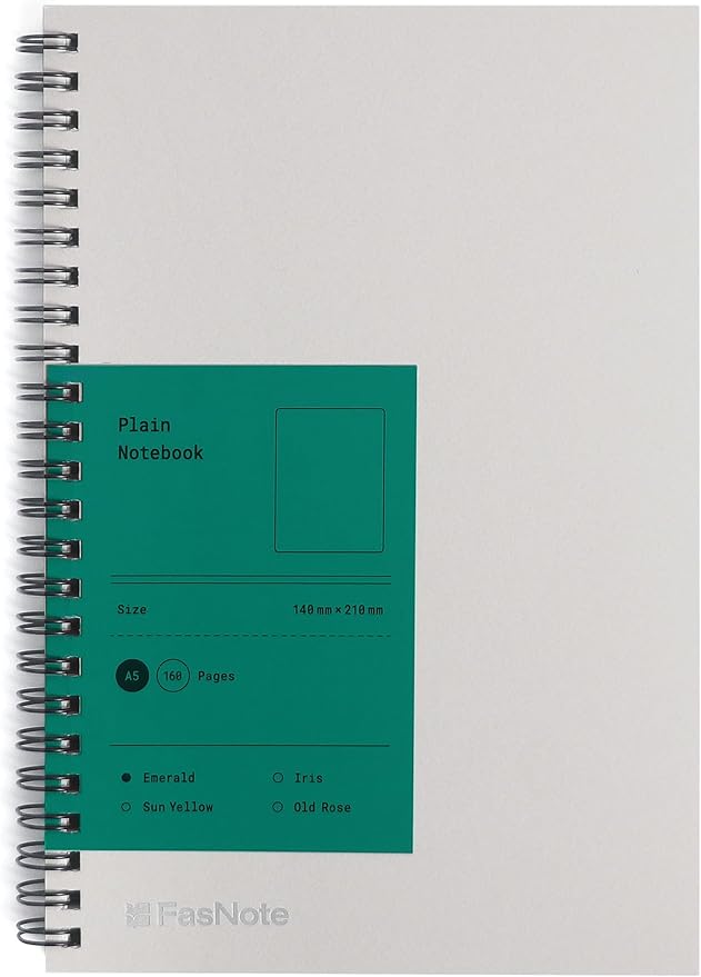 Blank Spiral Notebook 5.51 x 8.27 in (A5), 160 Pages Blank Paper, Wirebound Sketchbook for Drawing, Notes & Creative Ideas, Calendar Card Included (2025) (Emerald)