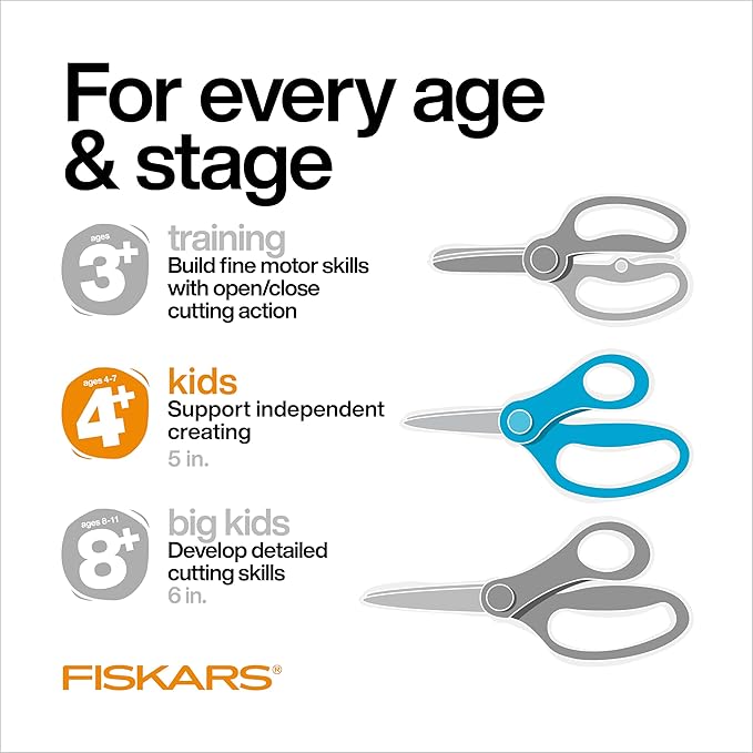 Fiskars 5" Blunt-Tip Glitter Scissors for Kids Ages 4-7 - Scissors for School or Crafting - Back to School Supplies - Pink