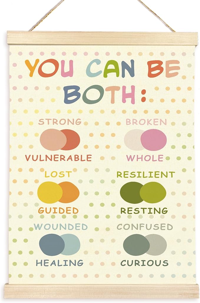 CGBHW Mental Health Poster Hanger Frame 12x16 for Kids, Positive Affirmations Posters Wall Art Hanging Decor for Counselling Therapy Office Classroom Nursery Bedroom, Inspirational Wall Decor