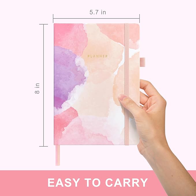 And Per Se Undated Planner – A5 Weekly & Monthly Goal Planner for 72 Weeks (1.5 Years) – Hardcover with Monthly Tab Stickers, Back Pocket & Habit Tracking (Blush Watercolor)