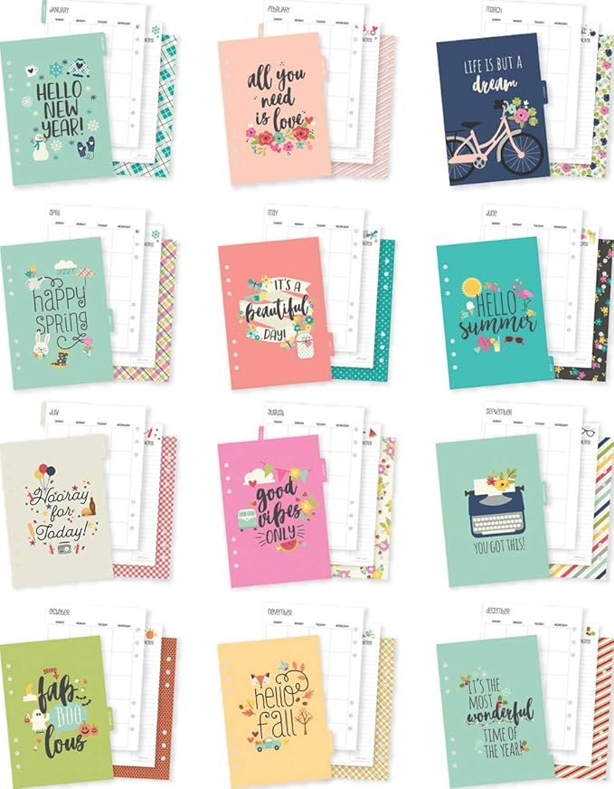 Simple Stories Carpe Diem Seasons Double-Sided A5 Planner Inserts-Monthly, Undated