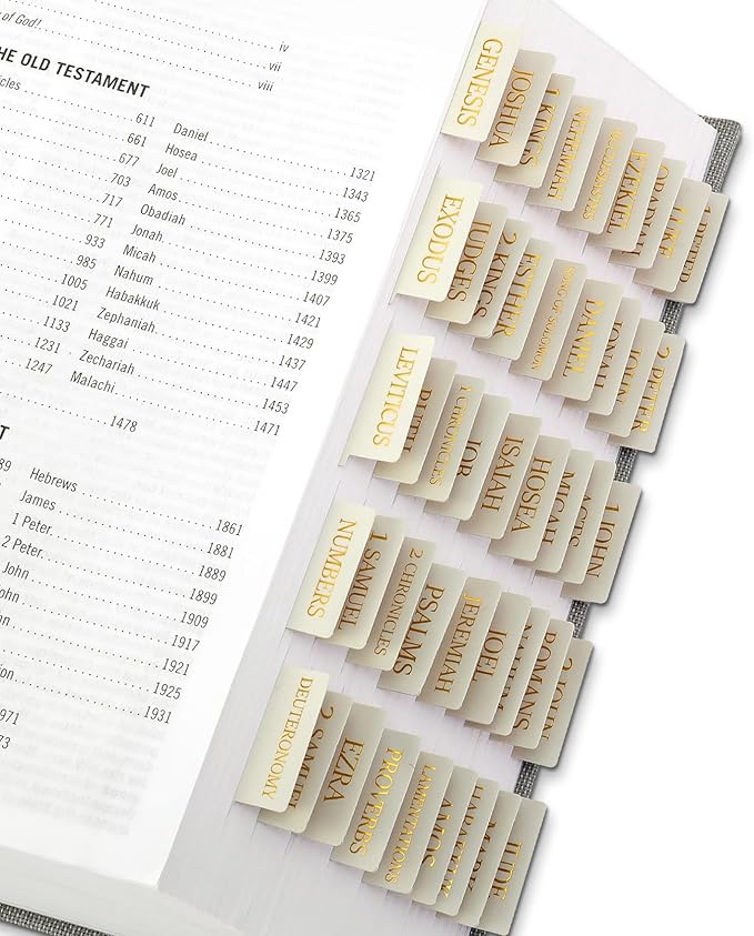 Bible Tabs for Women & Men, Laminated Bible Tabs for Study Bible, Large Print Bible Tabs for Easy Navigation, Bible Index Tabs, 66 Tabs Old & New Testament, Extra 9 Blank Tabs - Beige