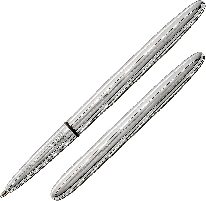 Fisher Space Pen Bullet Space Pen, Chrome Pressurized Ballpoint Pen, Compact Pocket Size, Writes Upside Down and in Extreme Temperatures, Smooth Black Ink, Medium Point, Made in the USA